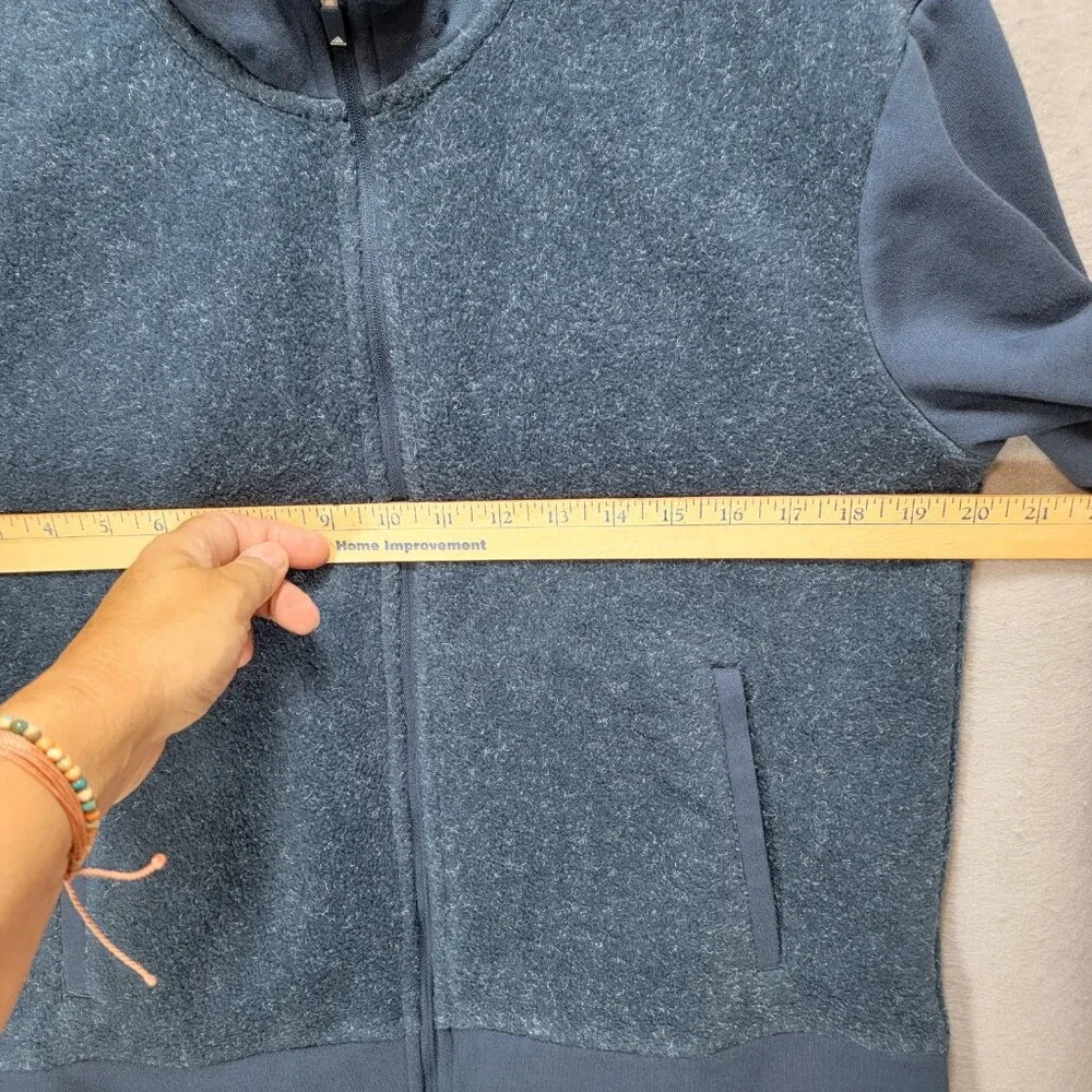 Adidas Fleece Jacket Womens M Blue Golf Full Zip Casual Sporty‎ Logo Long Sleeve